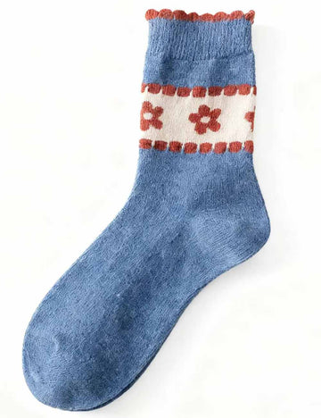 Ladies Cozy Jacquard Pattern Knit Midi Calf Socks