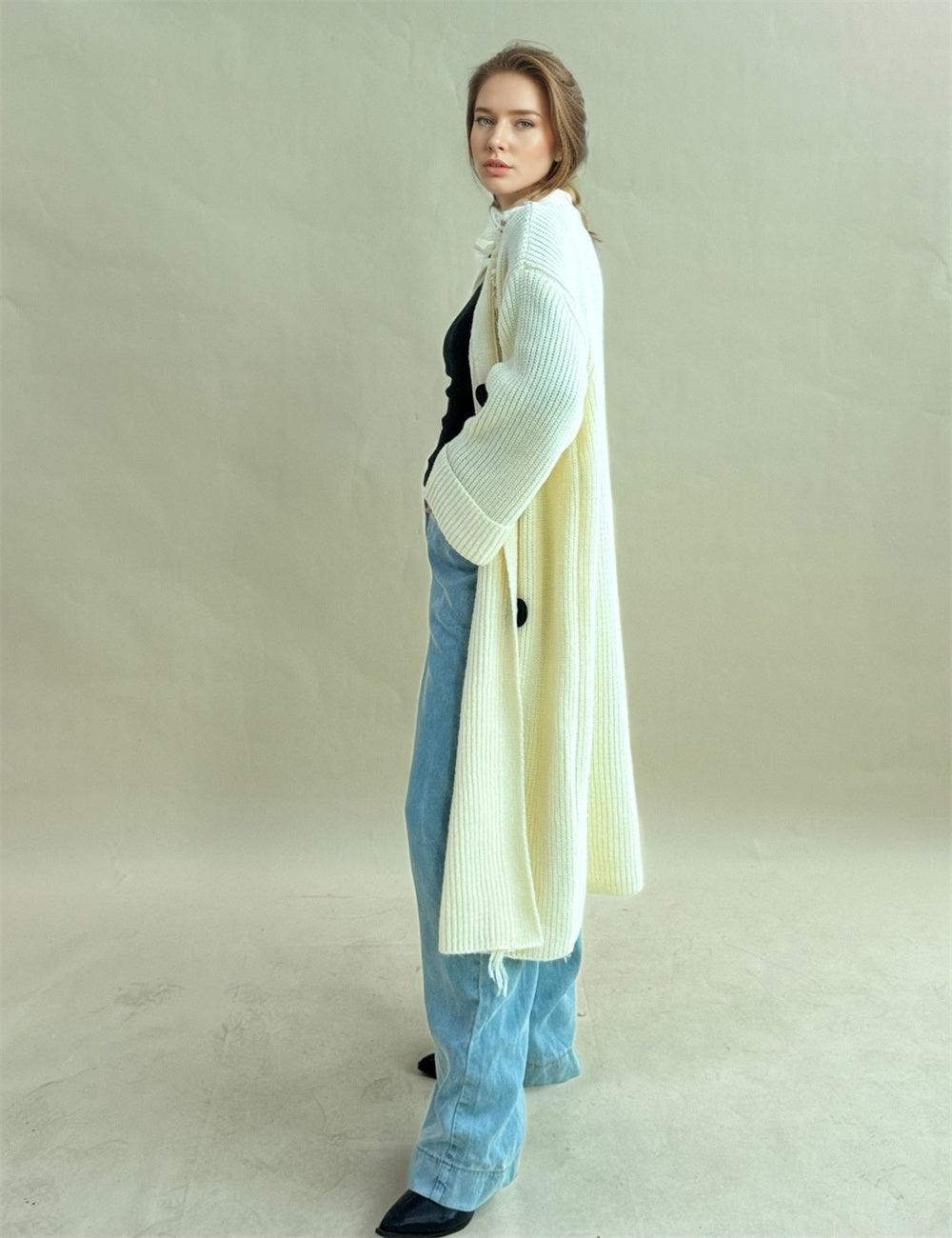 Ladies Solid Color Button Down Knit Cardigan SKT4689
