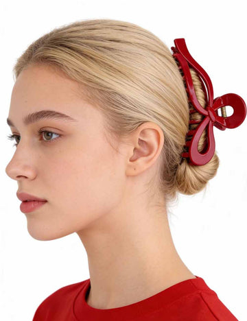 Ladies Bow Solid Color Acrylic Hair Claw Clip