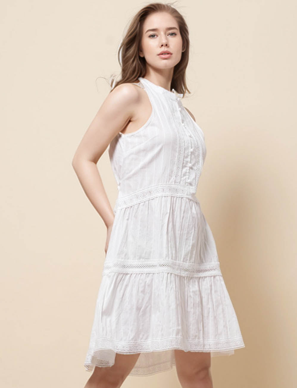 Ladies Round Neck Sleeveless Mini Dress SKD51289