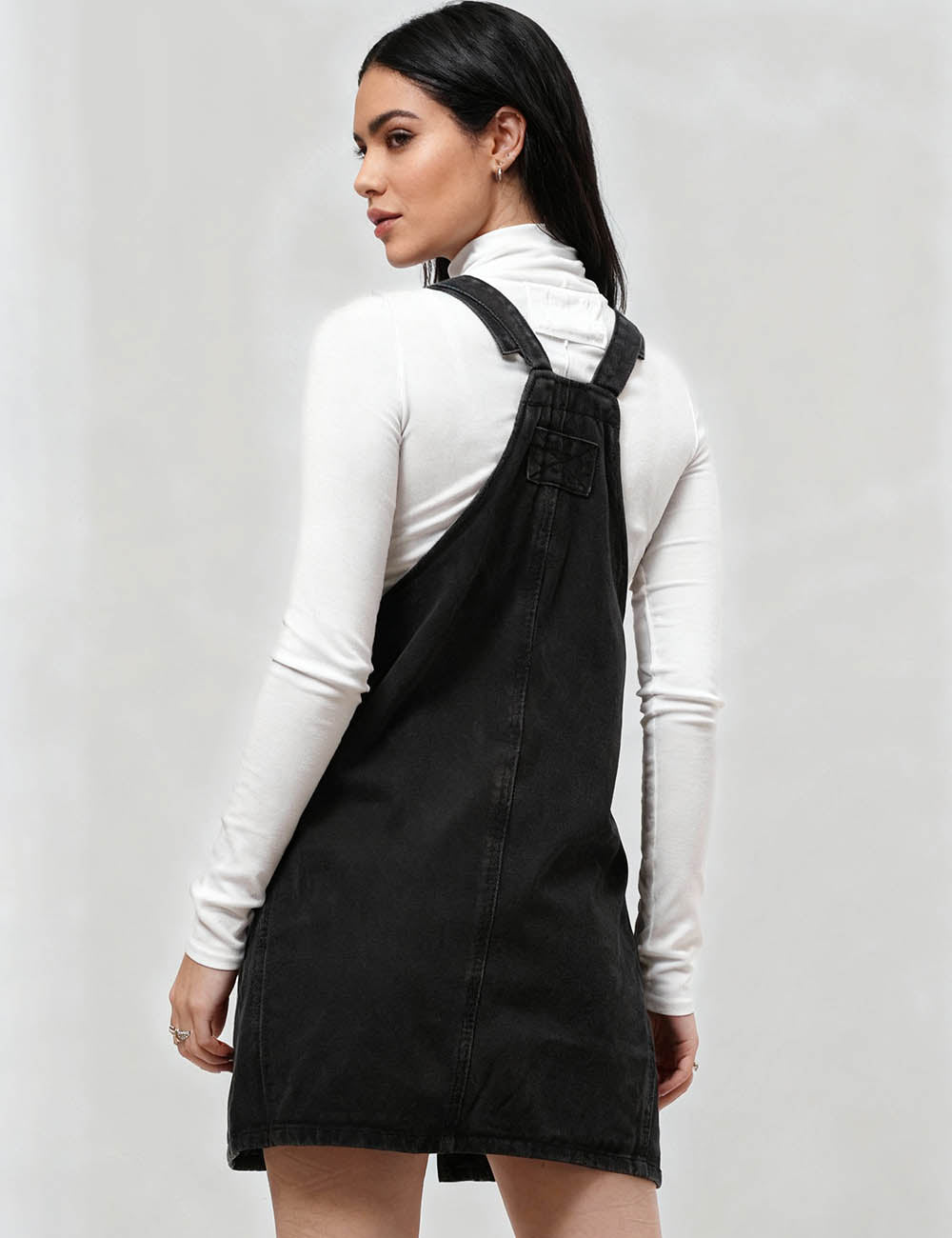 Ladies Pockets Strape Denim Mini Overall Dress SKD549