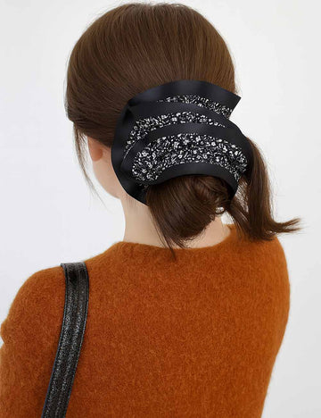 Ladies Vintage Double Layered Floral Print Fabric Scrunchie