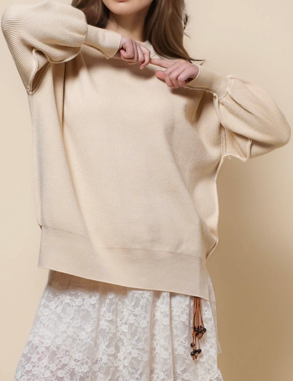 Ladies Round Neck Long Sleeves Pullover Sweater SKT41154