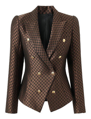 Ladies Color Block V-Neck Long Sleeves Blazer SKT51096