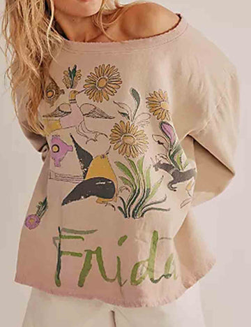Ladies Pullover Full Graphics Print Long Sleeves Tee