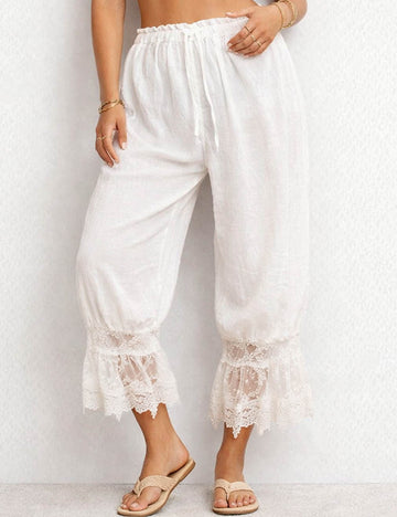 Ladies Lace String Tie Lantern Pants