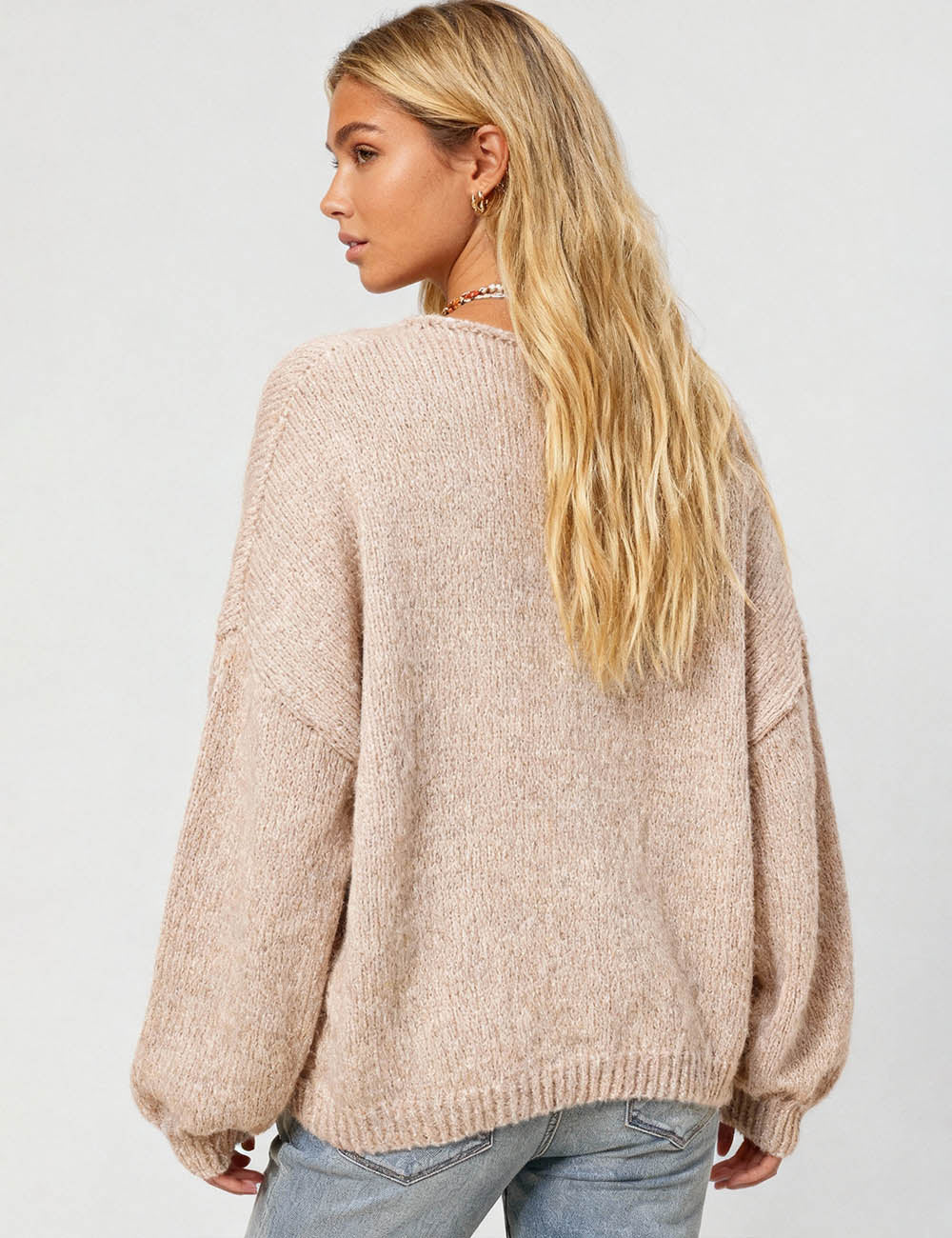 Ladies Front String Tie Solid Color Cardigan SKT41084