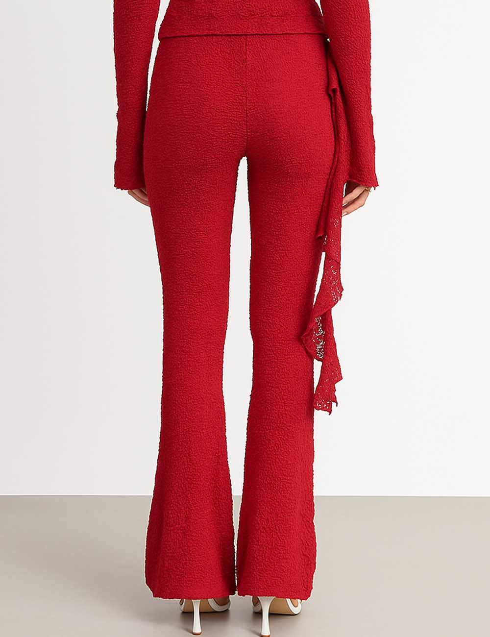 Ladies Solid Color Irregular Hem Casual Pants