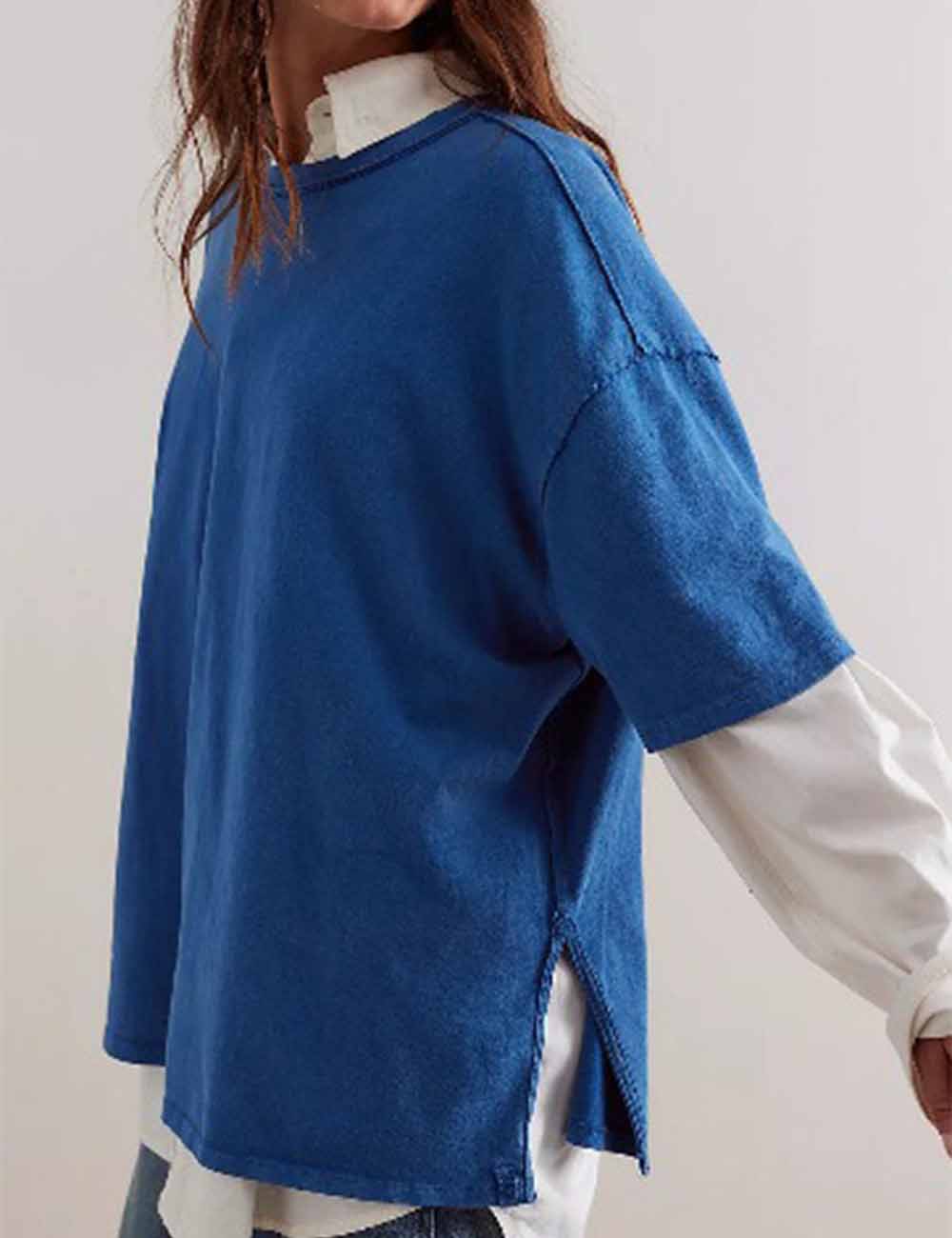 Ladies Solid Color Round Neck Short Sleeves T-Shirt