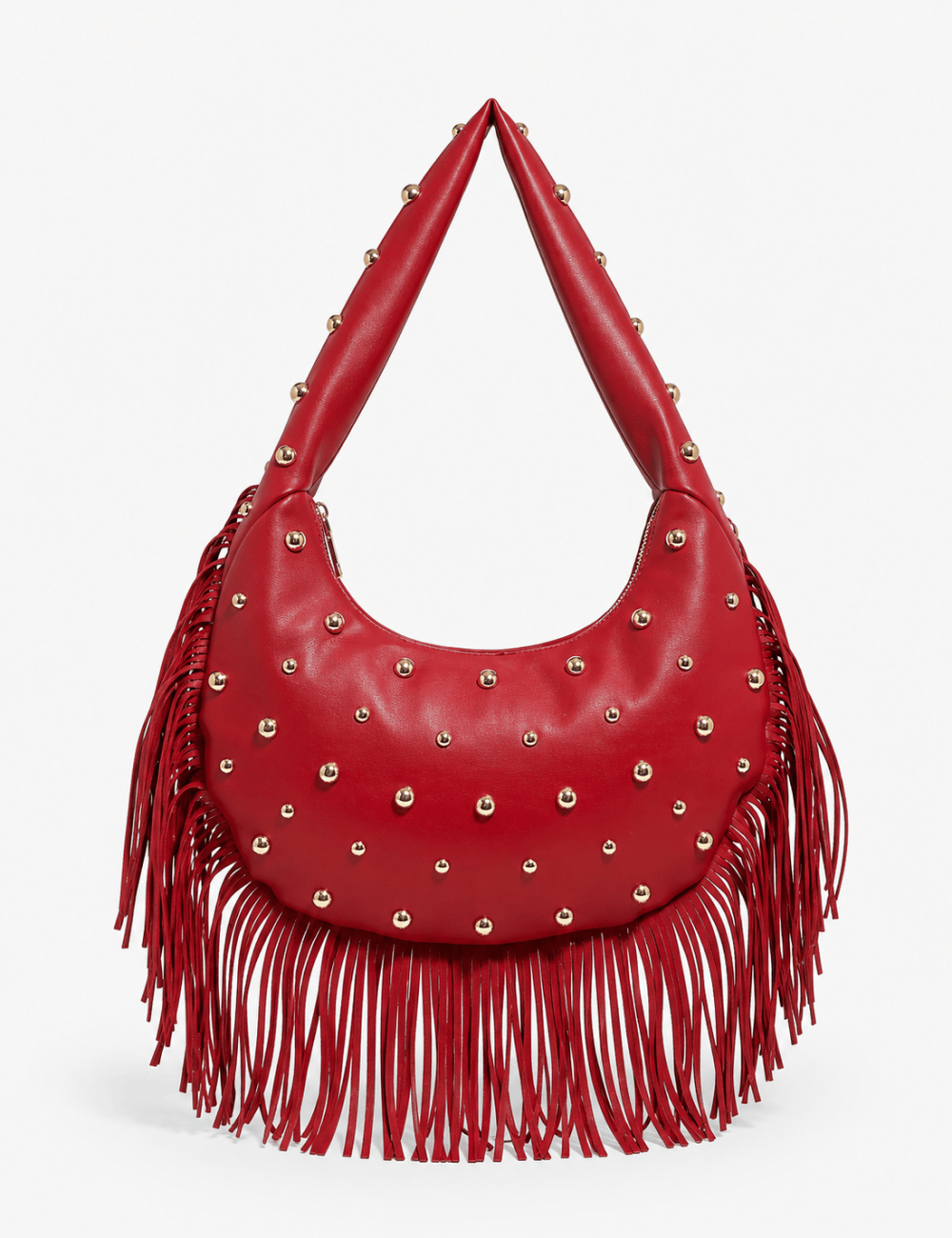 Studded Fringe Hobo Shoulder Bag - Sweetkama Wholesale - #5495