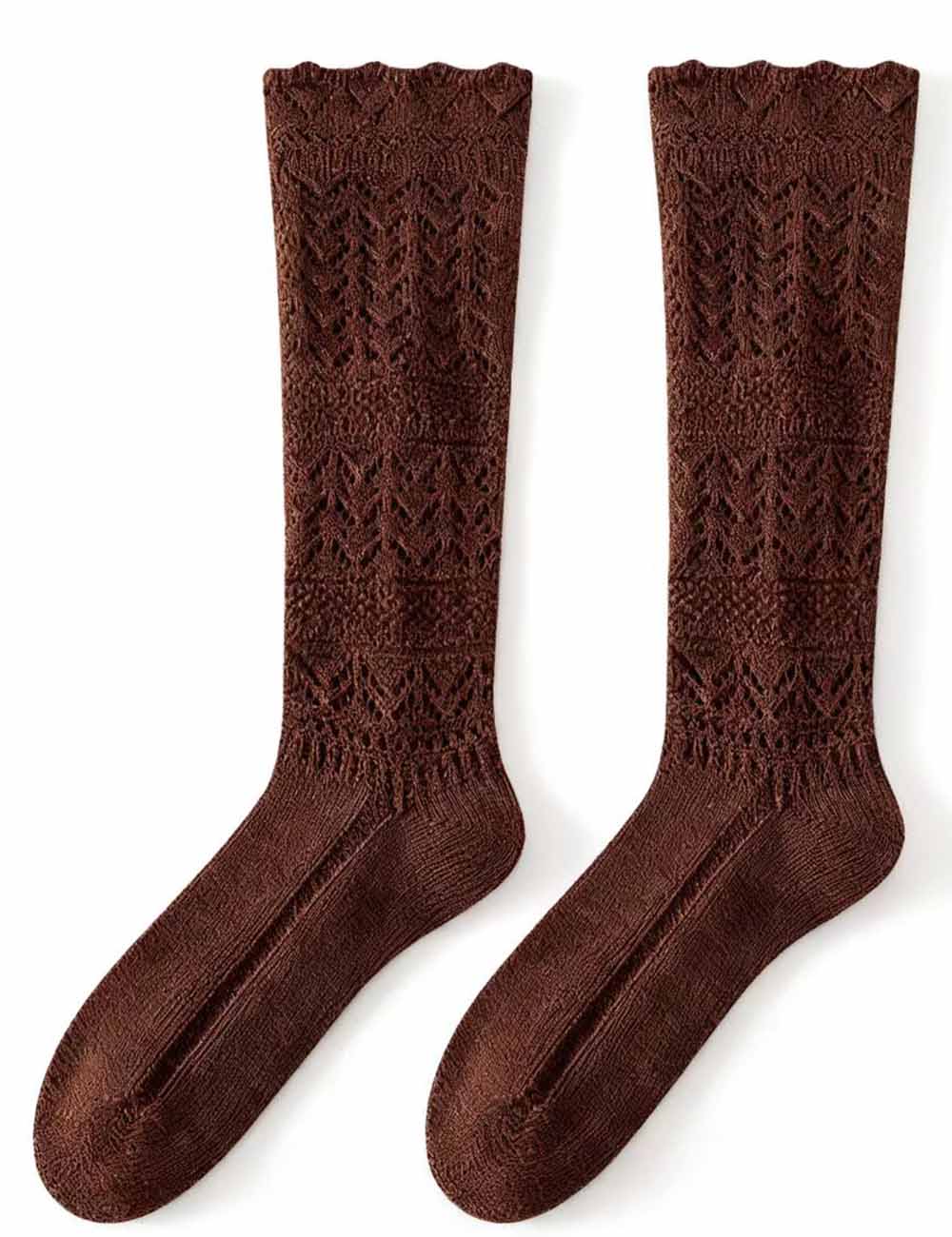 Ladies Solid Color Crochet Knit Hollow Out Slouch Socks