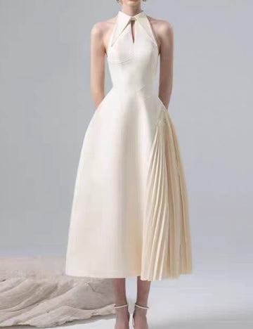 Z Ladies Elegant Ivory Sleeveless Midi Dress VDR791490