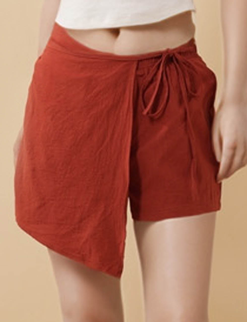 Ladies Solid Color Drawstring A-Line Skort