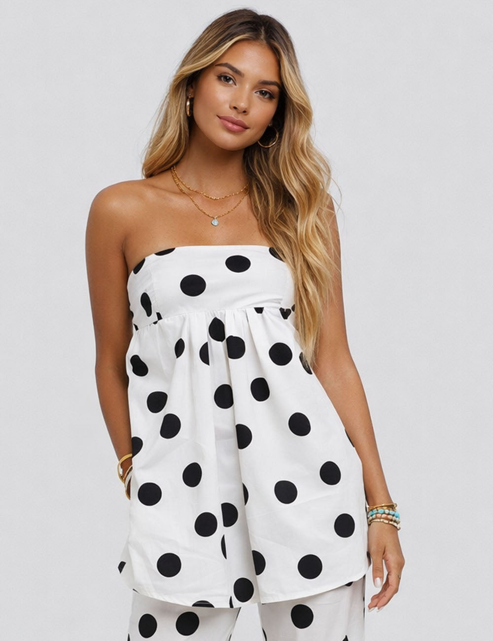 Chic Color Block Backless Tube Top - Sweetkama Wholesale - #4679