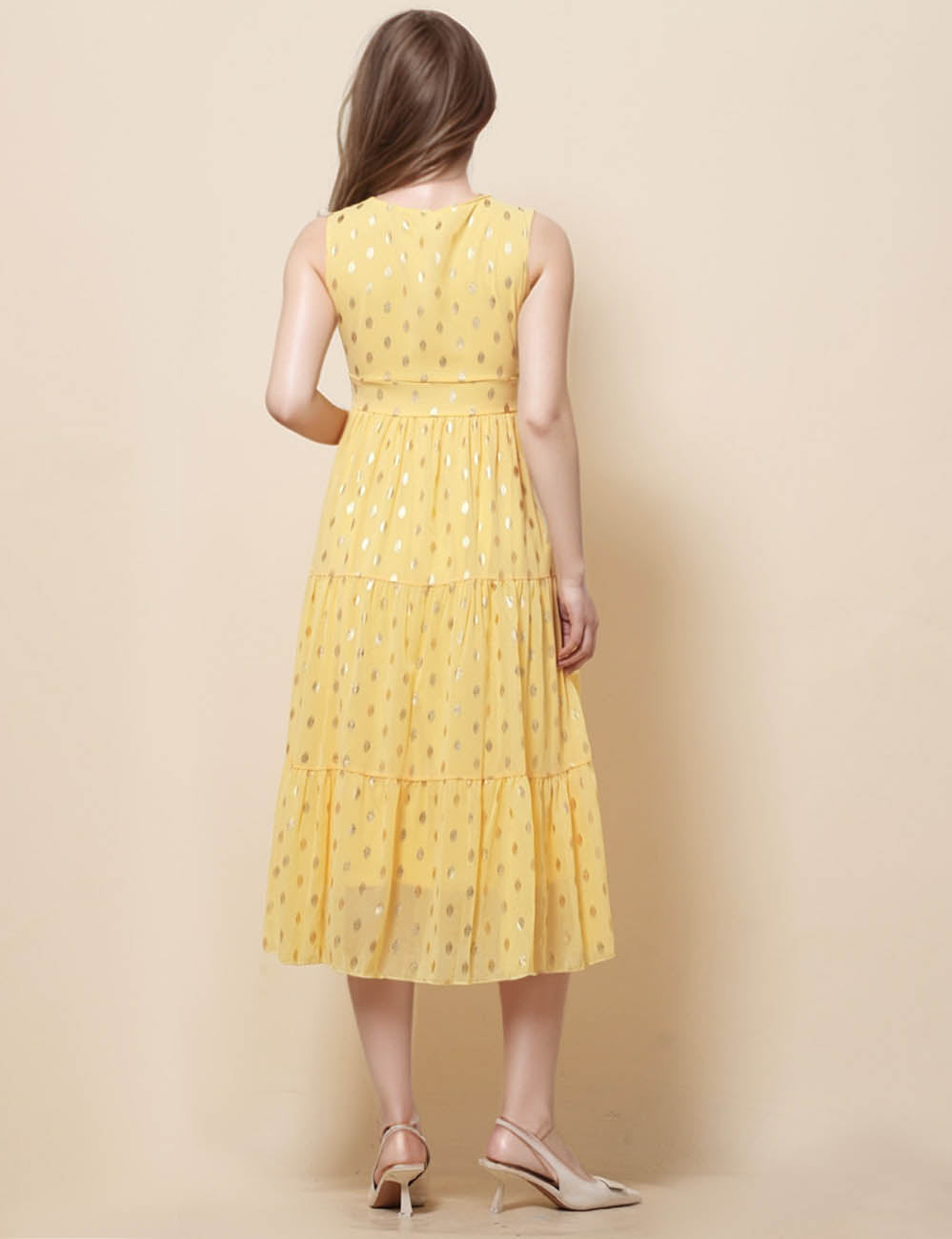 Ladies V-Neck Sleeveless Hollow Out Maxi Dress SKD51197