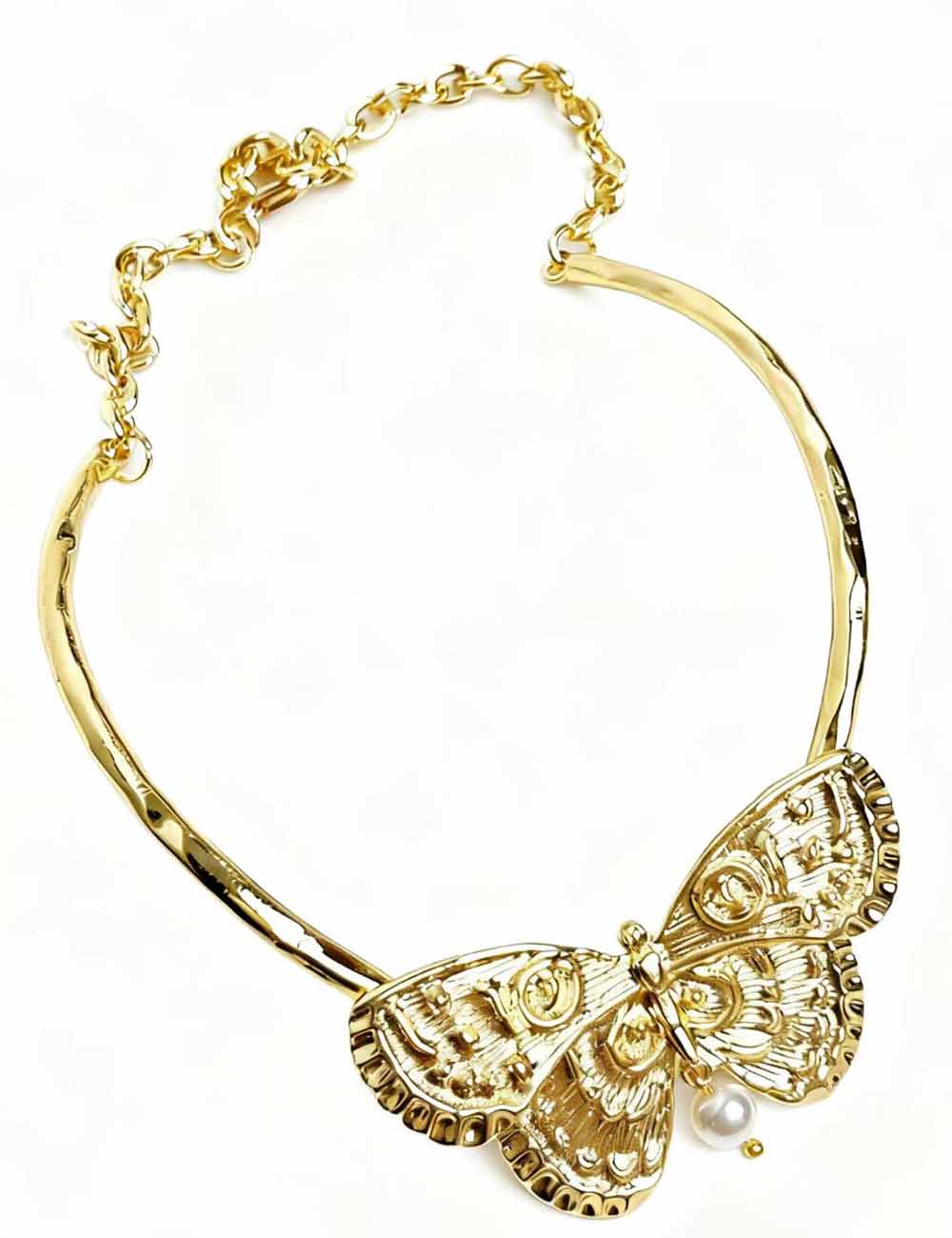 Ladies Butterfly Pearl Pendant Necklace