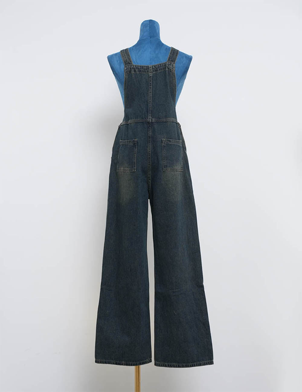 Ladies Denim Pockets Overall Heart Patch Jumpsuit