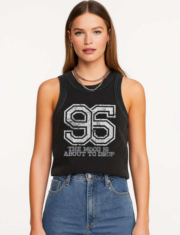 Ladies Vintage Number Letter Print Sleeveless Tank Top