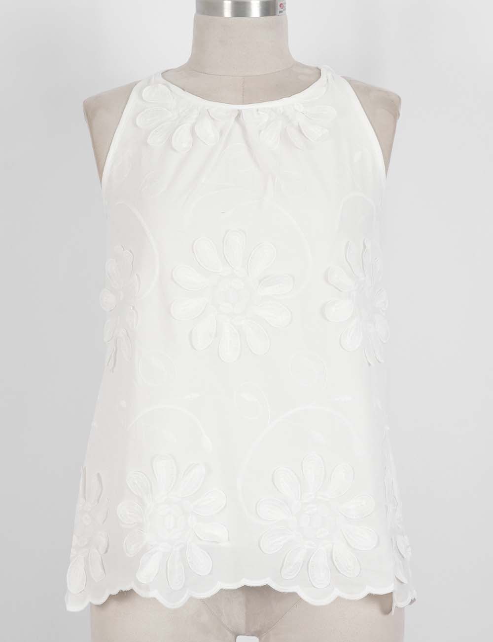 Embroidered Sleeveless Blouse - Elegant out tops - Sweetkama Wholesale - 006