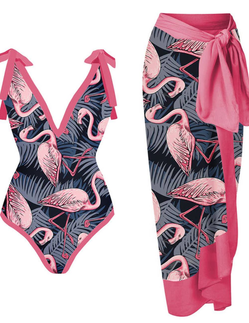 Ladies Flamingo One Piece with Cover Swimsuit SKSW40085