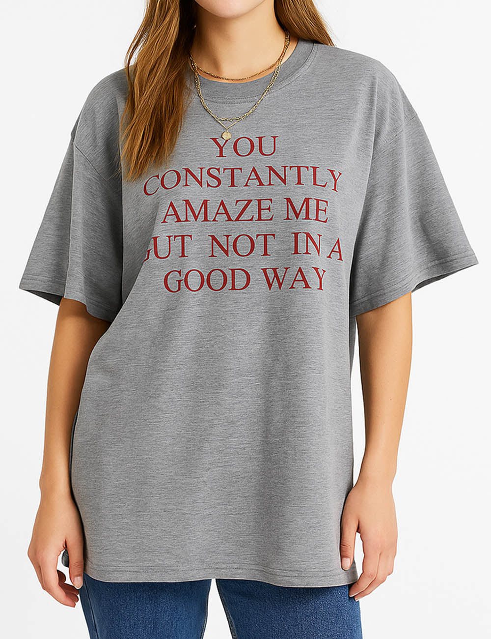 Ladies Letter Print Top Round Neck Short Sleeves T-Shirts