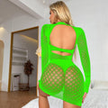 Backless Long Sleeves Fishnet Bodystocking w555 - SWEETKAMA