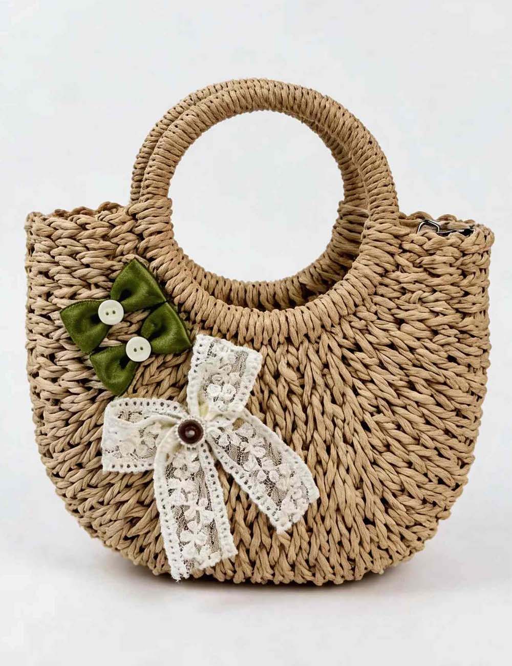 Straw Bow Handle Tote Bag - Sweetkama Wholesale - #3031