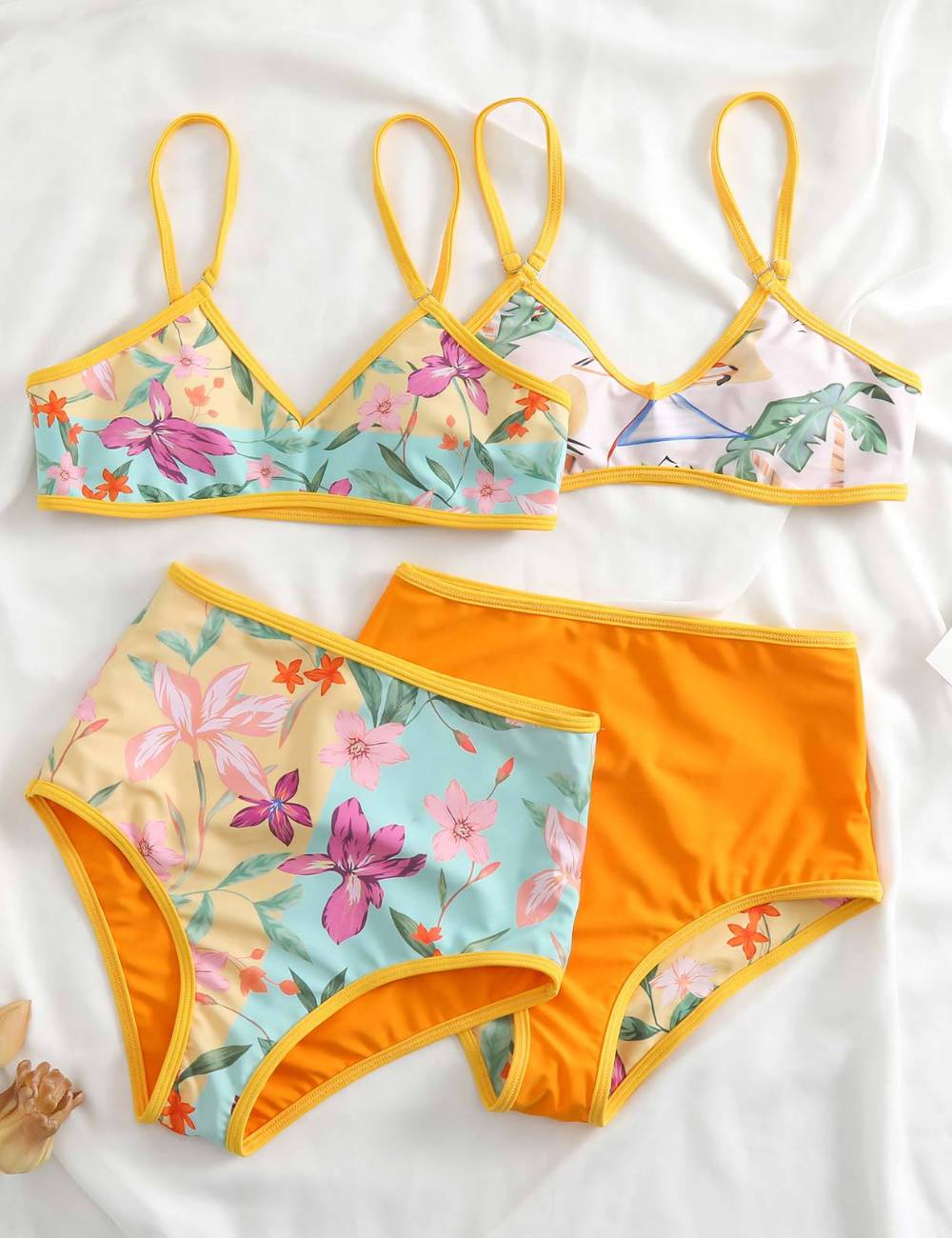 Ladies AB Side Floral Bikini Set with Salong SKSW40135
