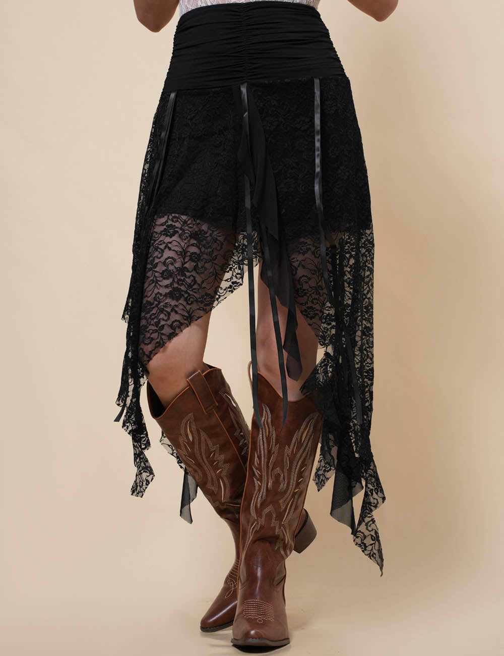 Ladies Floral Lace Inregular Hem Skirt SKS41020