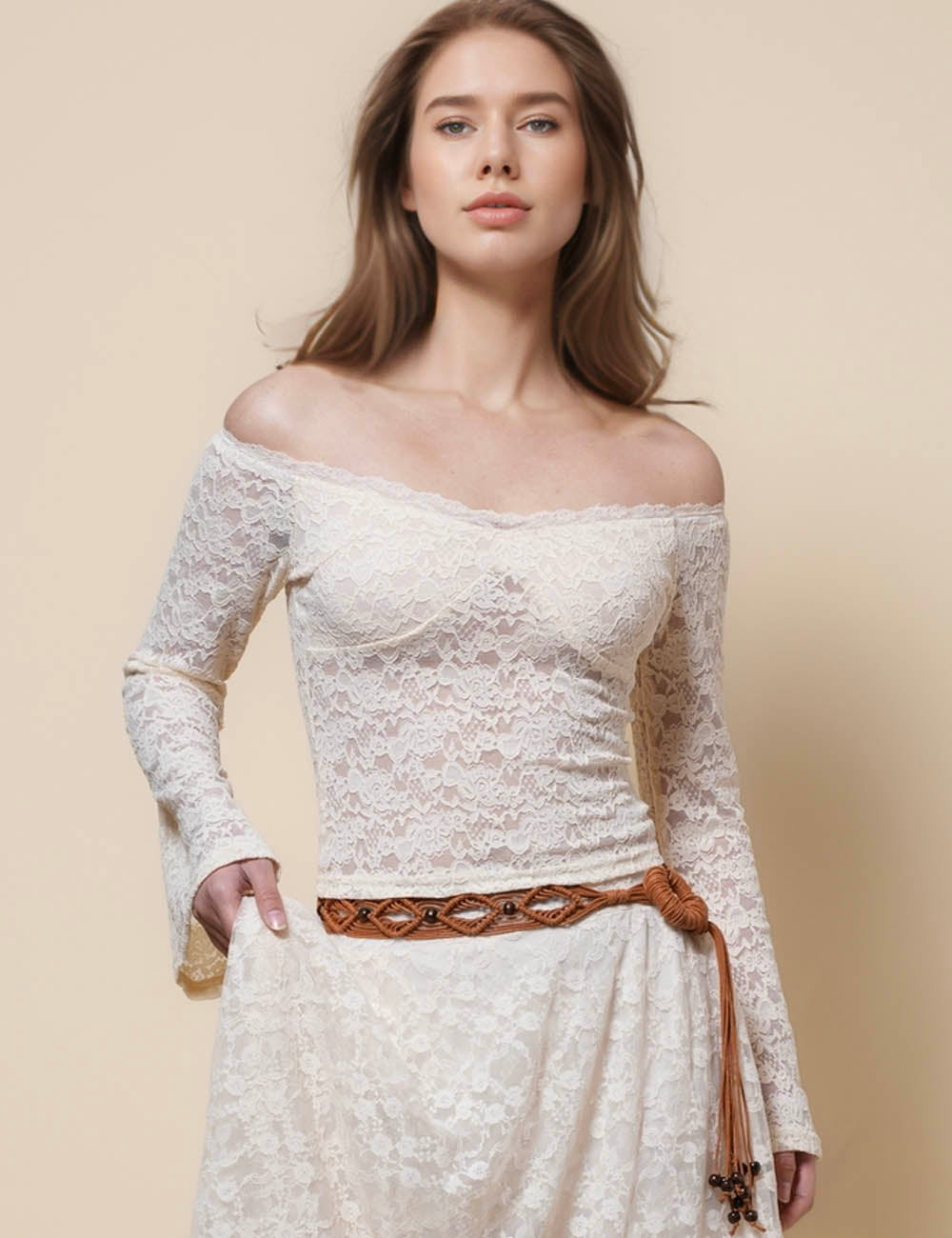 Ladies See Through Lace Layring Top SKT41284