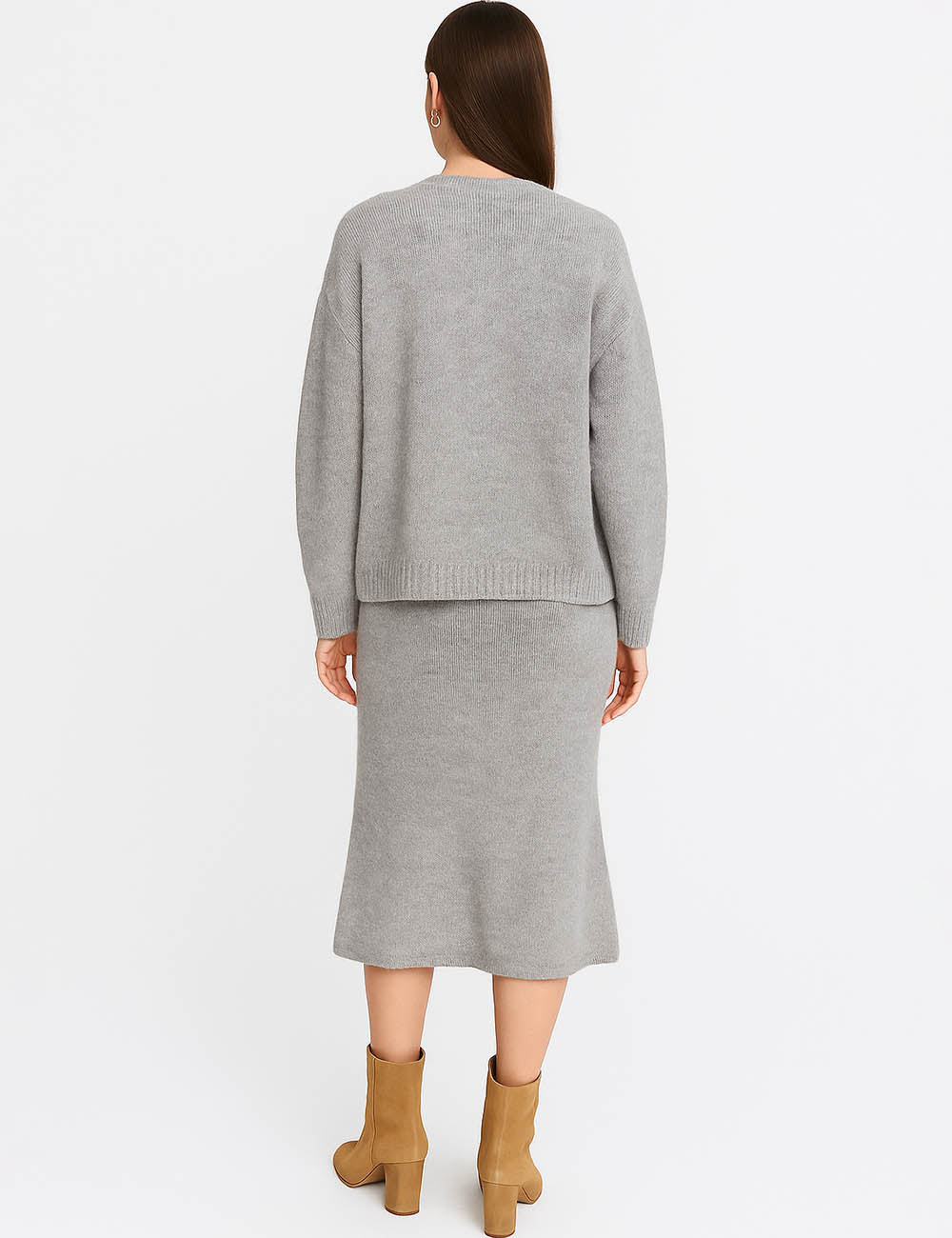 Ladies Knit Tube Top & Cardigan & Midi Skirt 3PCS Set