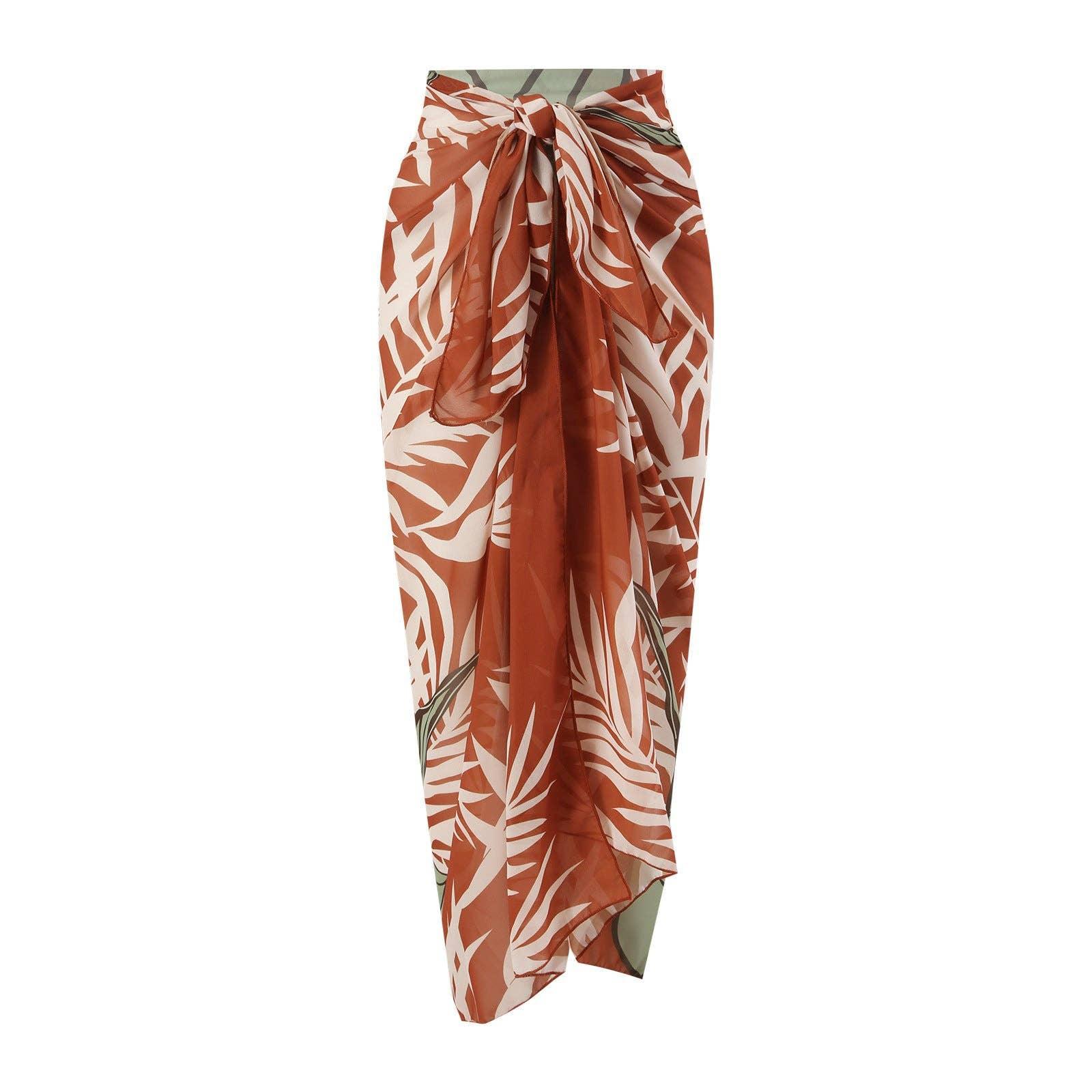 Beads 2PCS Bikini Set with Leaves Print Cover Y305 - SWEETKAMA
