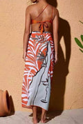 Beads 2PCS Bikini Set with Leaves Print Cover Y305 - SWEETKAMA