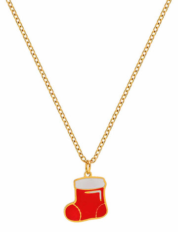 Ladies Christmas  Sock Pendant Holiday Necklace