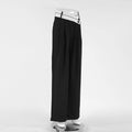 Black Split High Waist Wide Leg Loose Ladies Pants C-K0070 - SWEETKAMA