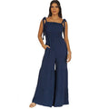 Bow Tie Solid Color Ladies Daily Loose Jumpsuit LC6411492 - SWEETKAMA