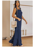 Bow Tie Solid Color Ladies Daily Loose Jumpsuit LC6411492 - SWEETKAMA