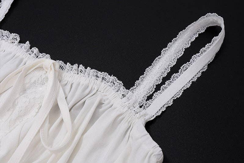 Bowknot Low Chest Girdling Lace Halter Dress 40029A - SWEETKAMA