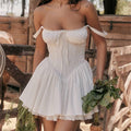 Bowknot Low Chest Girdling Lace Halter Dress 40029A - SWEETKAMA