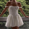 Bowknot Low Chest Girdling Lace Halter Dress 40029A - SWEETKAMA