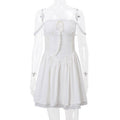 Bowknot Low Chest Girdling Lace Halter Dress 40029A - SWEETKAMA
