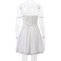 Bowknot Low Chest Girdling Lace Halter Dress 40029A - SWEETKAMA