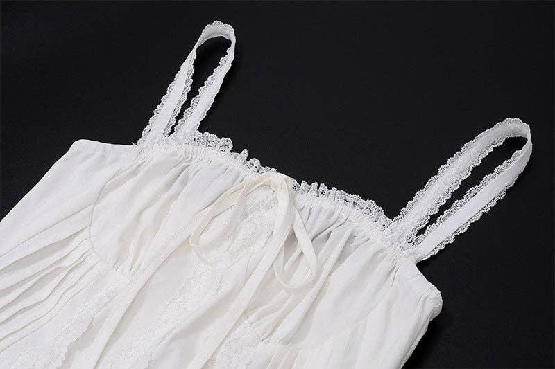 Bowknot Low Chest Girdling Lace Halter Dress 40029A - SWEETKAMA