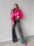 Bowknot Puff Sleeves Loose Ladies Daily Shirt CY0517 - SWEETKAMA