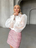 Bowknot Puff Sleeves Loose Ladies Daily Shirt CY0517 - SWEETKAMA