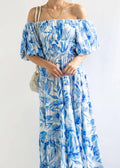 Bubble Sleeves Floral Print Ladies Daily Dress 25502 - SWEETKAMA