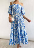 Bubble Sleeves Floral Print Ladies Daily Dress 25502 - SWEETKAMA