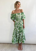 Bubble Sleeves Floral Print Ladies Daily Dress 25502 - SWEETKAMA