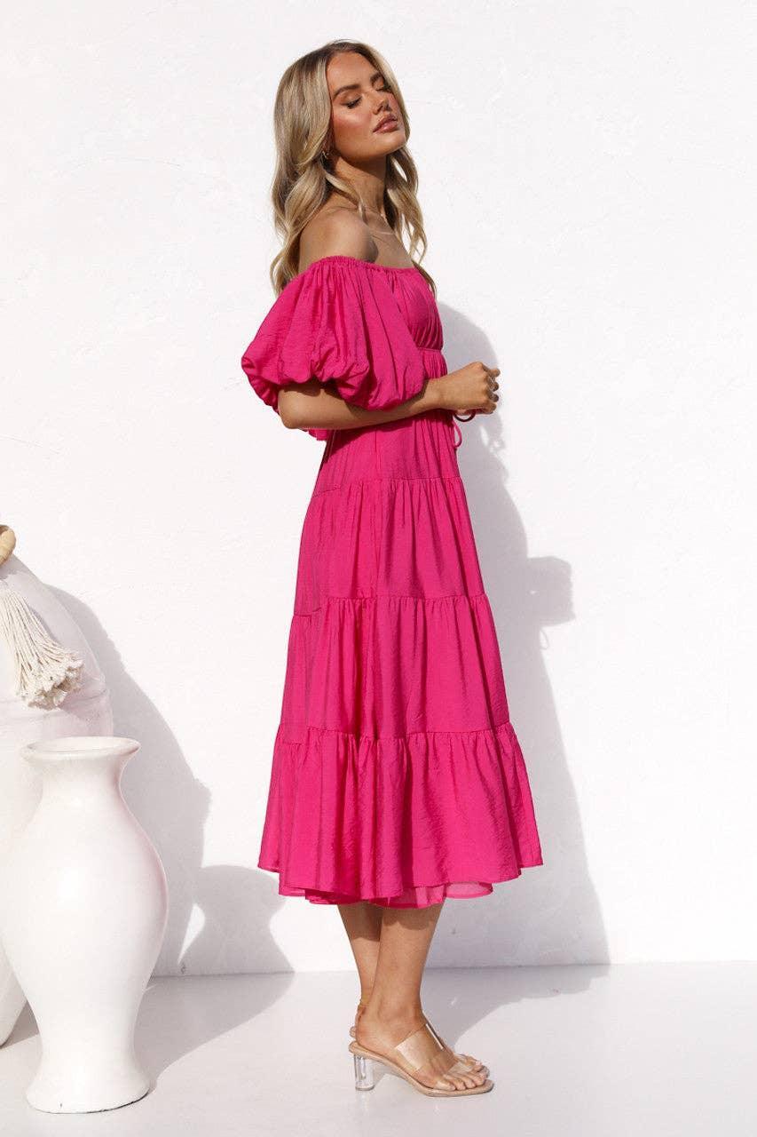 Bubble Sleeves Floral Print Ladies Daily Dress 25502 - SWEETKAMA
