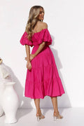 Bubble Sleeves Floral Print Ladies Daily Dress 25502 - SWEETKAMA
